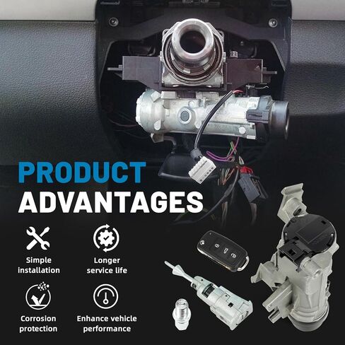 1K0905851B أسطوانة قفل الإشعال مع مفاتيح، تناسب 2003-2013 VW Jetta، Golf، Rabbit، Tiguan، Audi A3، TT، استبدال #1K0905841، 1K0905865 in Kuwait
