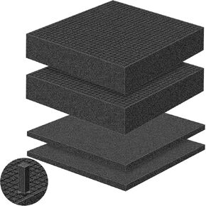 ToLanbbt 4P Pick and Pluck Pre Cubed Foam, 2 Size Customizable Pick Apart Foam Polyurethane Sheets Insert, Pre Cutted Case Foam Pads for Tool Interlock Box Camera Storage (16x12x0.4 in, 16x12x2 in)