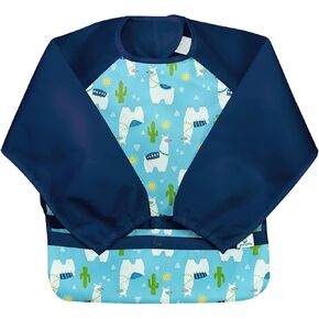 green sprouts Easy-wear Long Sleeve Bib | Waterproof Protection | Flipped Pocket, Soft Material, Easy Clean Smock