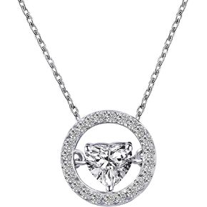 Heart Choker Necklace for Women I Lab Created Moissanite Diamond Necklace S925 Sterling Silver Charm Pendant Necklace with 18K White Gold
