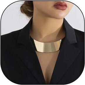 Chunky Gold Necklace Big Statement Chunky Necklace for Women African Tribe Wide Metal Choker Necklace Jewelry