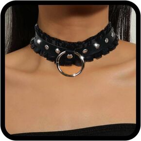 CLOACE Punk Leather Choker Necklace Black Gothic Collar Chokers Necklaces Lace Leathers Jewelry Accessories for Women