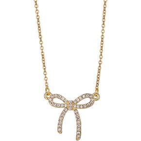 GIGB PBDK Crystal Bow Pendant Choker Necklace for Women,14K Gold Rhinestone Bow Necklace Party Prom Fashion Sparkle Holiday Jewelry Gifts