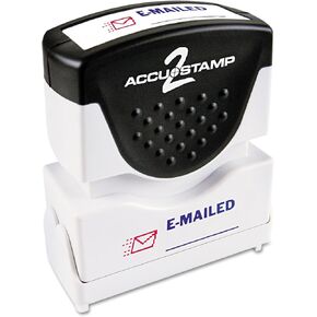 ختم رسالة ACCU-STAMP2 مع مصراع، لونين، معتمد، انطباع 1-5/8 بوصة × 1/2 بوصة، حبر مسبق، حبر أحمر وأزرق (035525)