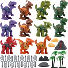 Take Apart Dinosaur Toys for Kids, Dino Stem Construction Building Toys with Drill, Jurassic Learning Kit for Boys Party Favors Gifts (11 Dinos)