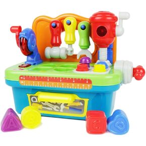 Boley Toddler Workbench Playset - 8 Pc Light & Sound Interactive Kids Tool Set for 3 Year Old Kids and Up
