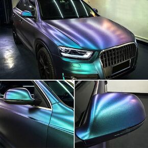 Purple to Lake Blue Glossy Metallic Chameleon Vinyl Wrap Sparking Diamond Color Change DIY Vehicle Vinyl Film, 59.8'' x 29.5''