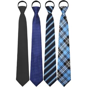 Zipper Pre Tied Ties for Men Pack, Striped Polka Dot Mens Zipper Neck Tie Set for Business Casual Graduation Tuxedo