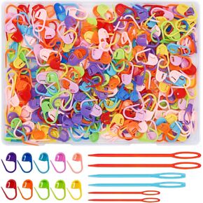 LET'S BEADING Stitch Markers Crochet Hook Markers with Large Eye Blunt Sewing Needles,Colorful Knitting Markers for Knitting Stitch Locking Clips Stitching Weaving Sewing Crafts (400Pcs/Mix Colors)