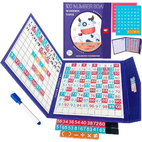 Flzoaveus Magnetic Numbers Hundred Board Puzzle Book Magnet Number Tiles 1-100 Educational Early Math Learning Toy Counting Game for Preschool Kids 3 4 5 Year Old Boys Girls (Numbers)