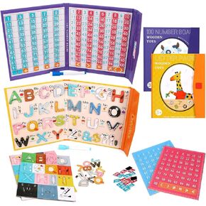 Flzoaveus Magnetic Numbers Hundred Board Puzzle Book Magnet Number Tiles 1-100 Educational Early Math Learning Toy Counting Game for Preschool Kids 3 4 5 Year Old Boys Girls (Numbers)