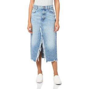 HUGO Women's Mid Length Ripped Denim Skirt