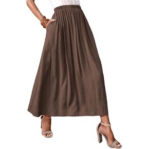 SOLY HUX Women's Skirt Elastic High Waisted A Line Flowy Casual Long Skirts