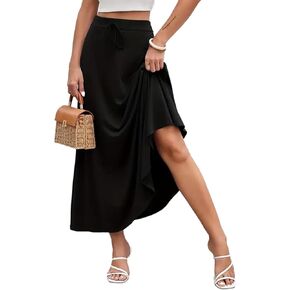 تنورة طويلة للنساء من Avanova بربطة أمامية على شكل حرف A، تنورة طويلة مرنة بخصر عالٍ in Kuwait