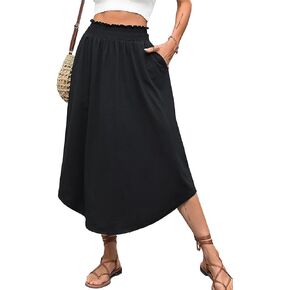 تنورة متوسطة الطول بجيوب غير متماثلة للنساء من Avanova، تنورة متأرجحة عالية الخصر، تنورة على شكل حرف A in Kuwait