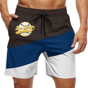 Men's Baseball Beach Shorts Casual Surf Swim Trunks Beachwear Fans Summer Quick Dry Board Shorts Pants Gifts with Pockets