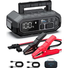 Portable Car Jump Starter 4000A: 12V Battery Jumper Emergency for 10.0L Gas Diesel Engines, Power Booster Start Boost Charger, Intelligent Protection, USB-A Type-C Ports with mutifuctional Light