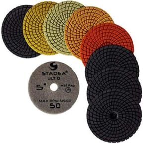 Stadea PPW115X Granite Polishing Pads 4" Diamond Pads Set For Granite Quartz Stones Polish