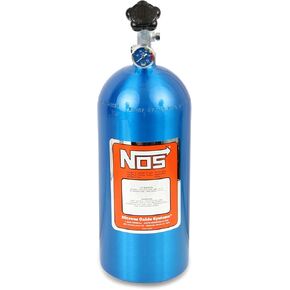 NOS 14745 Electric Blue 10-pound Aluminum Nitrous Bottle with Hi-Flow Valve