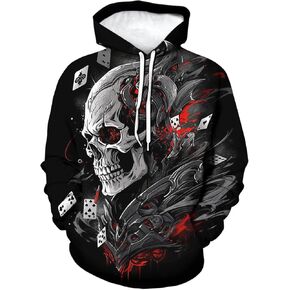 TiwBski Men's Novelty Skull Print Hoodies Sweatshirt Pullover with Pocket