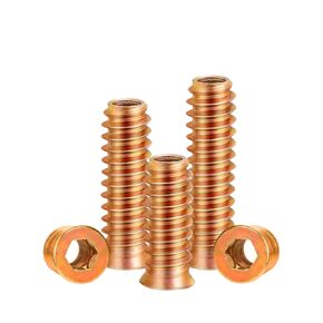 M8*15(50pcs) Threaded Insert Nuts, Wood Insert Kits, Furniture Screws Nuts Wood Inserts Metric Bolts Fasteners Hex Sockets Drive