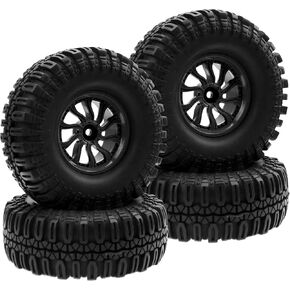 RC 1.9" RC Tires and Wheel Nylon Rims 12mm Hex Hub OD 106mm/4.25" Rubber Tyre 10-Spoke Compatible with 1/10 Axial SCX10 RC4WD D90 Tamiya CC01 TF2 Traxxas TRX4 RC Crawler (White)