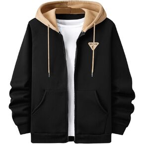 Verdusa Men's Zip Up Colorblock Drawstring Hoodie Long Sleeve Pocket Sweatshirt Jacket