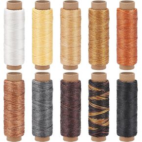 Jupean 328 Yards Waxed Thread, 10 Colors Leather Thread, Upholstery Repair Sewing Thread Waxed Thread for Bookbinding Leather Craft Shoe Repairing