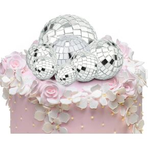 7pcs Disco Ball Cake Topper, 4 Sizes Disco Balls for Cake Disco Ball Party Decorations Disco Theme Accessories for 70s Theme Party Favor