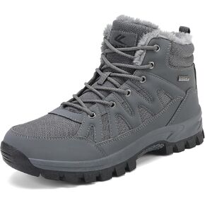 FLARUT Mens Snow Boots Insulated Fur Liner Winter Warm Hiking Shoes Walking Sneaker