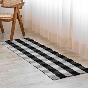 HOMEMONDE 3'x5' Buffalo Plaid Rug Washable Red and White Cotton Checked Area Rug Outdoor and Indoor for Living Room, Bedroom, Porch, Kitchen, Entryway