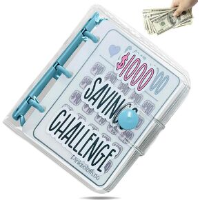 KYHSOM 1000 Savings Challenge Binder Money Saving Binder Cash Saving Challenge Book with Envelopes Mini Budget Binders for Low Income Financial Planner (Pink)