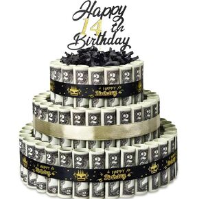 Happy Birthday Gift Can Be DIY Age 3 Layers Of Black Gold Cake Filled With Cash Happy Birthday Day Money Cake Gift Party Supplies Money Gift Ideas For Birthday Cake in Kuwait