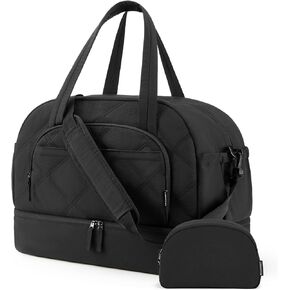 BAGSMART Gym Bag for Women, Duffle Bag for Travel with Shoe Compartment, Personalized Item Weekender Bags for Women, Large Carry on Overnight Travel Bag Duffel Bag for Sports, Hospital (Brown)