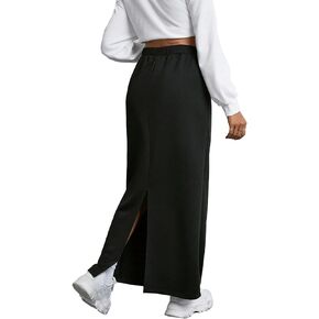 Avanova Women Slit Split Maxi Sweat Skirts Drawstring High Waisted Long Skirt