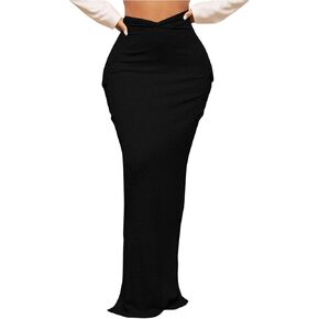 SOLY HUX Women's High Waisted Pocket Side Split Hem Bodycon Pencil Skirt Long Maxi Skirts