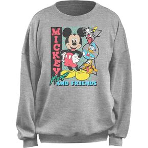 Disney Women's Junior's Mickey Friend Shapes Oversized Fleece, Heather Grey, X-Large