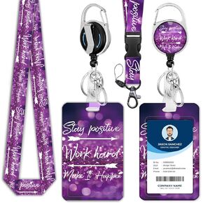 Inspirational Quote Lanyards for Id Badges,Cute Badge Reel Retractable and Detachable Name Tag Clip,Breakaway Lanyards for Id Badges,Teacher Nurse Student Women Men Office Christmas Gifts