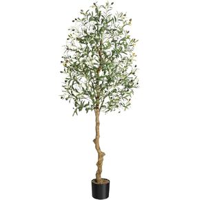 Olive Trees Artificial Indoor, 6FT Tall Olive Tree Plants, Faux Olive Tree with Realistic Trunk, Leaves, Fruits for Home Office Decor