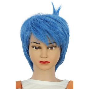 yuehong Short Blue Bangs Wig Girls Anime Wig Halloween Cosplay Costume Wig Heat Resistant Wig for Women(Adult)