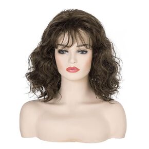 Short Brown Curly Wigs for Women Girls 80s Cosplay Costume Halloween Party
