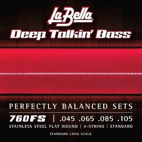 La Bella 760N Deep Talkin' Bass Black Nylon Tape Wound- Standard Long Scale Bass Guitar Strings