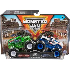 Monster Jam, Official Grave Digger Vs. Razin Kane Die-Cast Monster Trucks, 1:64 Scale, Kids Toys for Boys Ages 3 and up