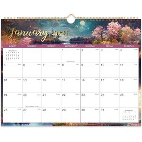 2025 Calendar - 2025 Wall Calendar, Jan. 2025 - Dec. 2025, 15" x 11.5", 12 Monthly Wall Calendar 2025, Twin-Wire Binding + Hanging Hook + Thick Paper + Julian Dates - Landscape