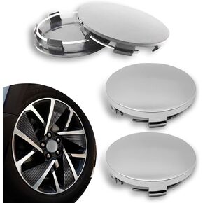 4 PCS Car Tire Center Hub Cap, 2.36" OD 2.2" ID ABS Rust-Proof Smooth Texture Decoration Accessories, Perfect Coverage Snap-on Tire Modification Dust Cover, Universal for Cars (Silver)