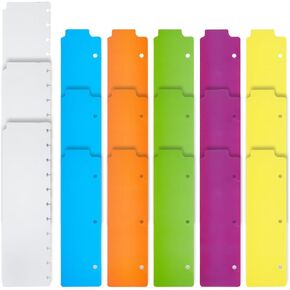 SUPERFINDINGS 18Pcs 6 Styles Plastic Binder Divider 8.5x2.3inch Colorful Snap-in Bookmark Semi Transparent Mini Dividers with Document Tap for 3 Ring Binders for Notebook Planner