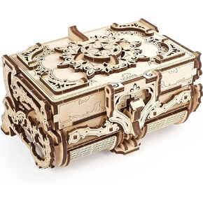 UGEARS 3D Wooden Puzzles Box - 3D Puzzle Antique Wooden Box Wooden Model Kits for Adults and Teens - Laser-Cut Mechanical Model Construction Kit - Ideal Birthday