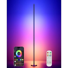 2PCS RGB Floor Lamp, Bluetooth APP and Remote Control 65" Smart Modern Standing Lamp Music Sync 16 Million DIY Colors Changing LED Floor Lamp with Heavy Base