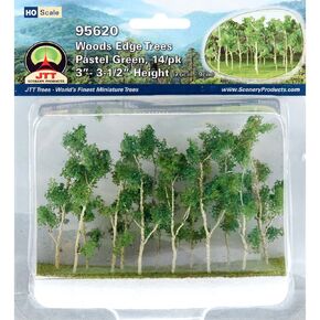Woods Edge Trees Pastel Green 3'' to 3.5'' HO-scale 14/pk