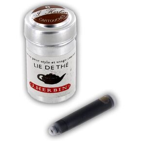 J. Herbin Fountain Pen Ink - 1 tin of 6 cartridges - Lie de The